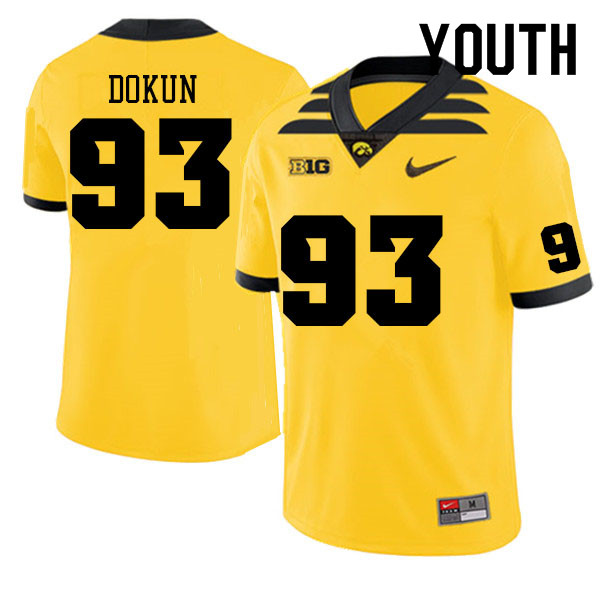 Youth #93 Anu Dokun Iowa Hawkeyes College Football Jerseys Sale-Gold - Click Image to Close